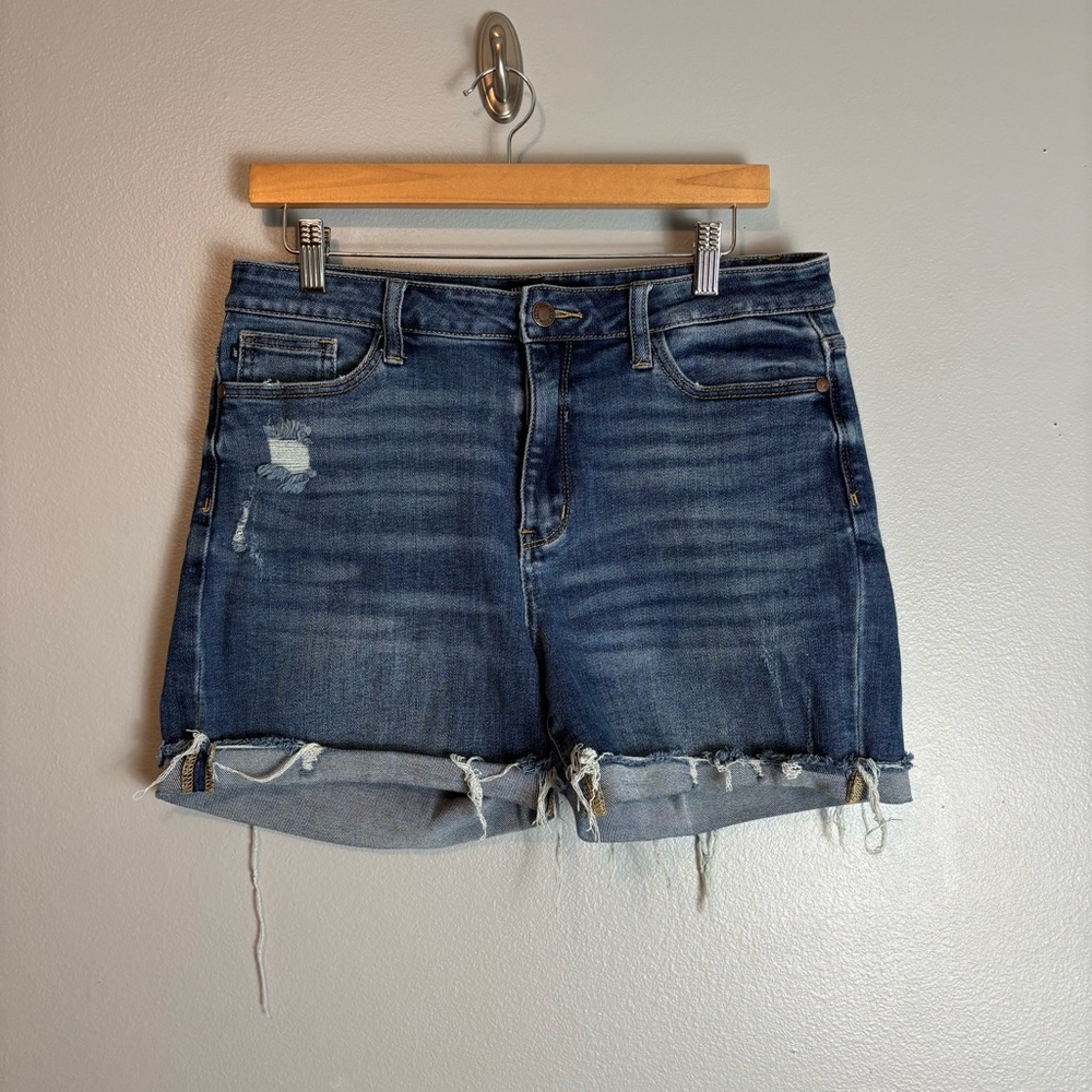 Judy Blue Dark Wash Denim Distressed Women Shorts
